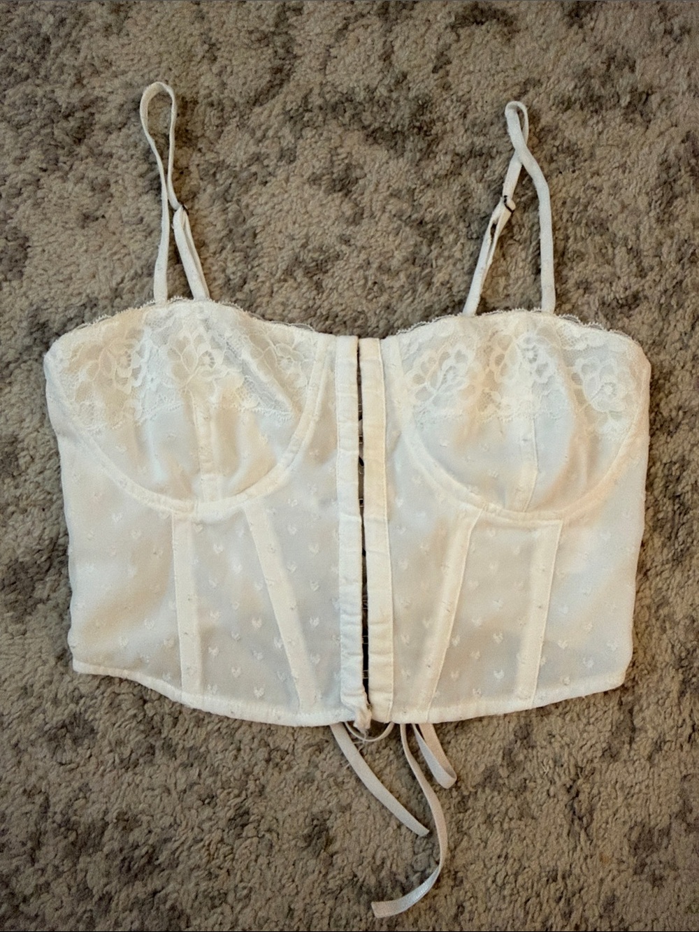 Ivory Lace Bustier Crop Top